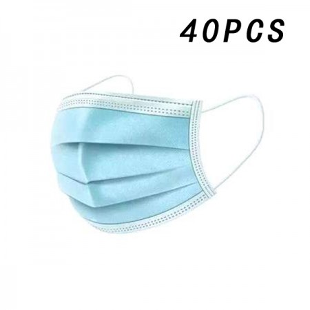 40 Stück Chirurgische Einwegmaske Gesichtsmaske Blau 3-lagig Gegen Sars-Cov-2